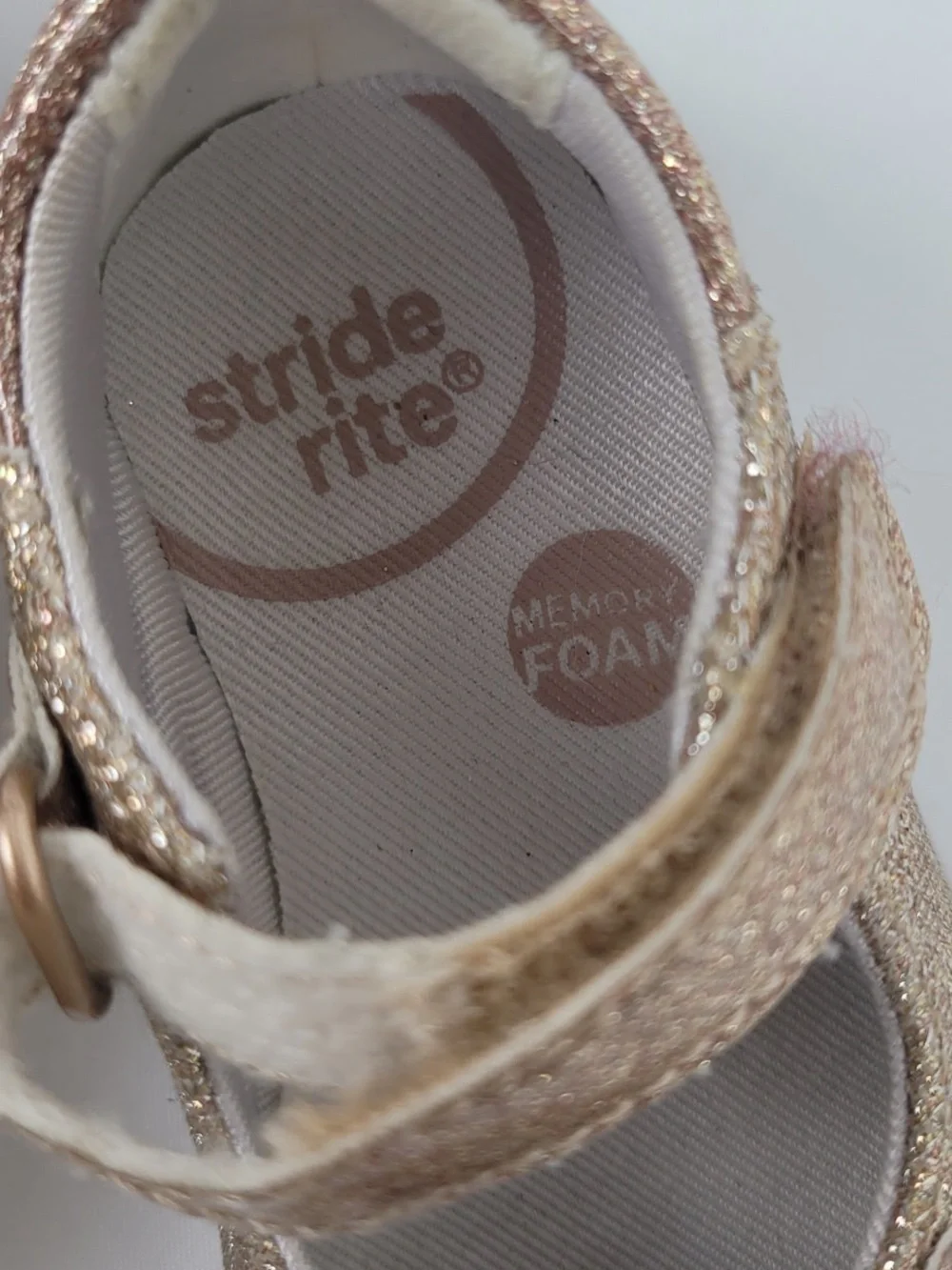 Stride Rite Girls Rose Gold Glitter Mary Jane Shoes